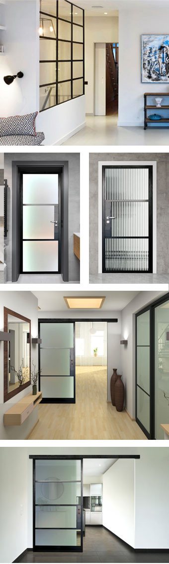 Steel-look door and partition imagery